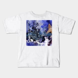 the blue stream painting ecopop art illustration in water oil Kids T-Shirt
